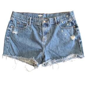 OLD NAVY Boyfriend Donner Cutoff Star Embroidered Denim Shorts 220275 Women's 14